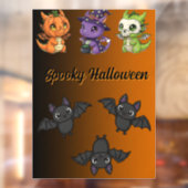 かわいいハロウィンドラゴン窓用ステッカー ウィンドウサイン (シート2)