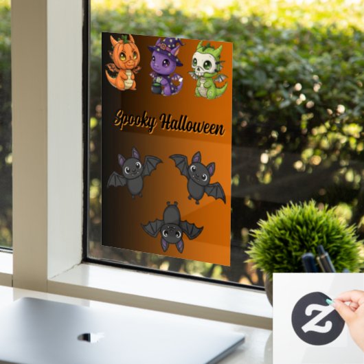 かわいいハロウィンドラゴン窓用ステッカー ウィンドウサイン (オフィス)