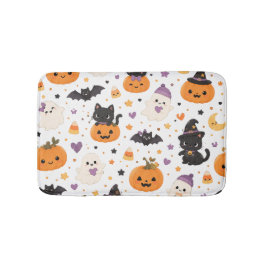 かわいいハロウィンネコおばけカボチャコウモリ バスマット