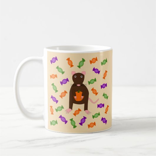 かわいいハロウィンネズミとカボチャ コーヒーマグカップ (左)
