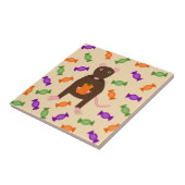 かわいいハロウィンネズミとカボチャ タイル (側面)