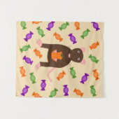 かわいいハロウィンネズミとカボチャ タペストリー (正面(横))