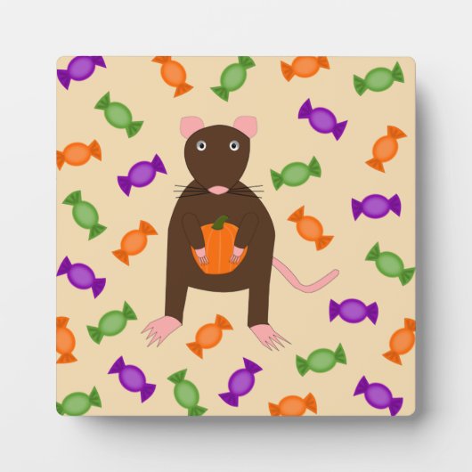 かわいいハロウィンネズミとカボチャ フォトプラーク (正面)