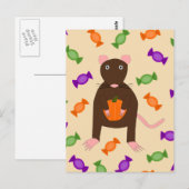 かわいいハロウィンネズミとカボチャ ポストカード (正面/裏面)