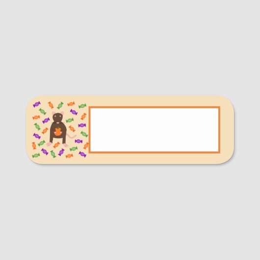 かわいいハロウィンネズミとカボチャ 名札 (正面)