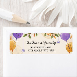 かわいいハロウィンバルーンオレンジ色の紫色の家族 ラベル