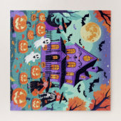 かわいいハロウィンパズル - おばけ屋敷とオバケ ジグソーパズル (横)