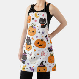 かわいいハロウィンパターンのかぼちゃのデザイン エプロン