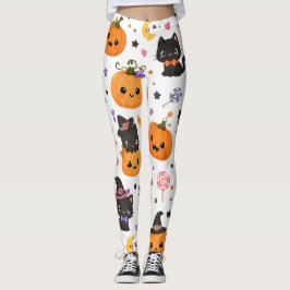 かわいいハロウィンパターンのかぼちゃのデザイン レギンス