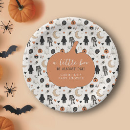 かわいいハロウィンパターンのベビーシャワー おしゃれ ペーパープレート