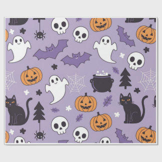 かわいいハロウィンパターンの包装紙シート ラッピングペーパー