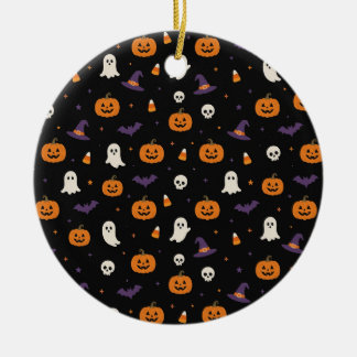 かわいいハロウィンパターンの陶器オーナメント セラミックオーナメント