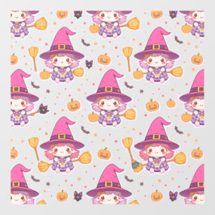 かわいいハロウィンパターン かぼちゃと魔女 ウィンドウサイン