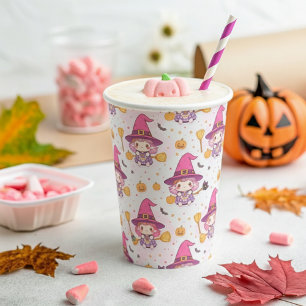 かわいいハロウィンパターン:魔女とかぼちゃ 紙コップ