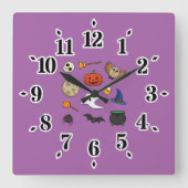 かわいいハロウィンパック スクエア壁時計 (正面)