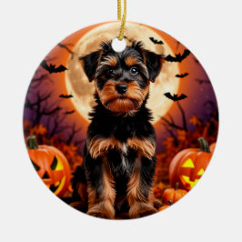 👻🐾 かわいいハロウィンパピー スプーキーな夜のチャーム ✨🎃 セラミックオーナメント
