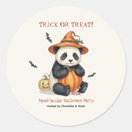 かわいいハロウィンパンダのカボチャラウンドステッカー ラウンドシール
