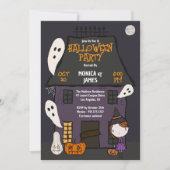 かわいいハロウィンパーティーのお化け屋敷 招待状 (正面)