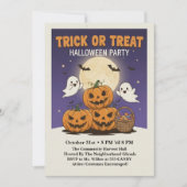 かわいいハロウィンパーティーの子供たち  招待状 (正面)