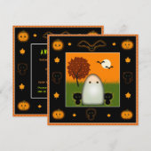 かわいいハロウィンパーティーの招待状 招待状 (正面/裏面)