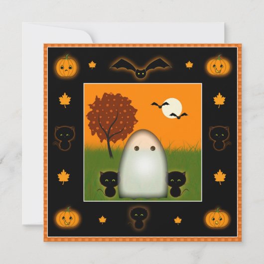 かわいいハロウィンパーティーの招待状 招待状 (正面)