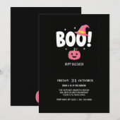 かわいいハロウィンパーティーの招待状「BOO！」 招待状 (正面/裏面)