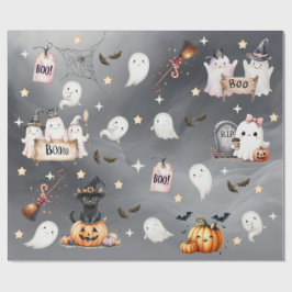 かわいいハロウィンパーティーの魔女カボチャ ラッピングペーパー