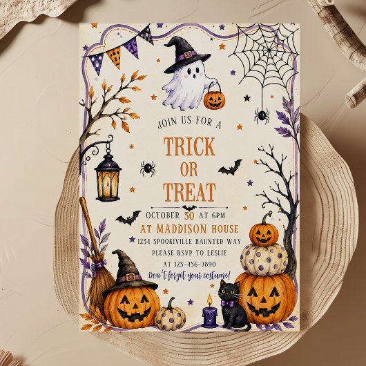 かわいいハロウィンパーティー お菓子をくれなきゃイタズラしちゃうぞ 招待状