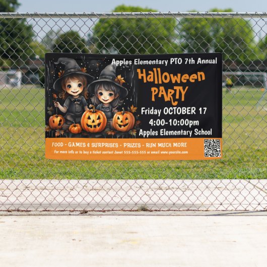 かわいいハロウィンパーティー 募金 PTA 教会 横断幕 (インサイチュ)