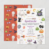 かわいいハロウィンパーティー 招待状 (正面/裏面)