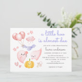 かわいいハロウィンピンクの幽霊リトルブーベイビーシャワー 招待状 (スタンド正面)