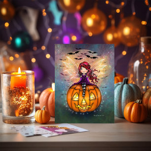 かわいいハロウィンフェアリー コウモリがやってくる カード