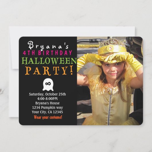 かわいいハロウィンフォトカードまたは誕生日招待状 招待状