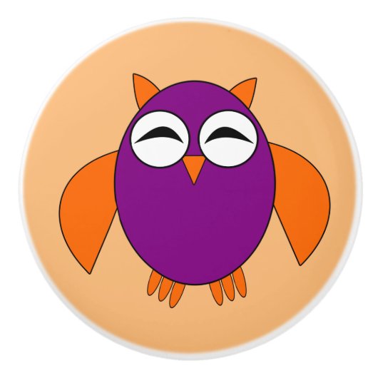 かわいいハロウィンフクロウのセラミックノブ セラミックノブ (正面)