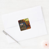 かわいいハロウィンフクロウ魔女の大目人形 スクエアシール (封筒)