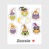 かわいいハロウィンフクロウ魔女 シール (シート)