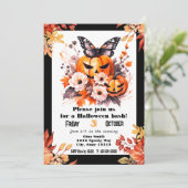 かわいいハロウィンフローラルパンプキンパーティー 招待状 (スタンド正面)
