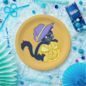 かわいいハロウィンブラックキャットとカボチャ ペーパープレート (パーティー)