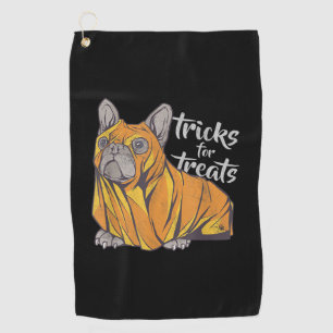 かわいいハロウィンブルドッグを扱うブルドッグのトリック ゴルフタオル