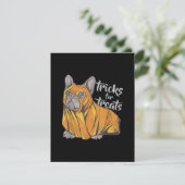 かわいいハロウィンブルドッグを扱うブルドッグのトリック サンキューカード (スタンド正面)