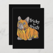 かわいいハロウィンブルドッグを扱うブルドッグのトリック サンキューカード (正面/裏面)