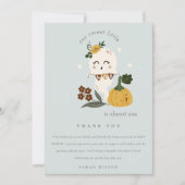 かわいいハロウィンブルーゴーストリトルブーベイビーシャワー サンキューカード (正面)