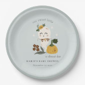 かわいいハロウィンブルー幽霊リトルブベビーシャワー ペーパープレート (正面)