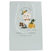 かわいいハロウィンブルー幽霊リトルブベビーシャワー ミディアムペーパーバッグ (正面)