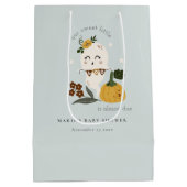 かわいいハロウィンブルー幽霊リトルブベビーシャワー ミディアムペーパーバッグ (裏面)