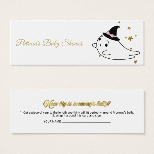 かわいいハロウィンベビーシャワーのおなかの大きさ測定カード (正面&裏面)