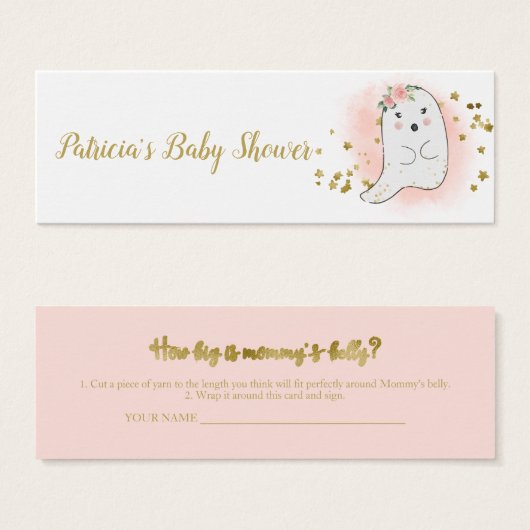 かわいいハロウィンベビーシャワーのお腹周り測定カード (正面&裏面)