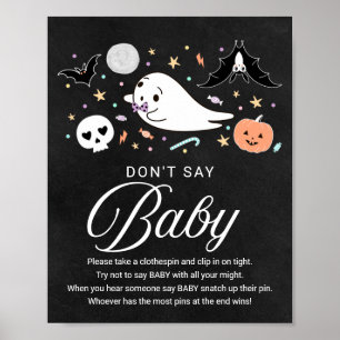 かわいいハロウィンベビーシャワーパーティー お祝いサイン（赤ちゃんという言葉を使わない） ポスター