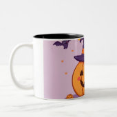 かわいいハロウィンマグ – かわいいカボチャ、幽霊&こうもり ツートーンマグカップ (左)
