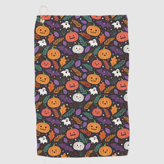 かわいいハロウィンマジックパターン ゴルフタオル (正面)